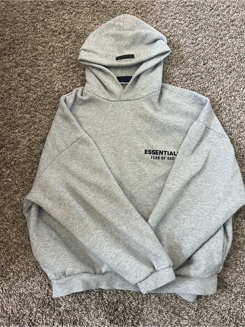 Essentials Light Gray Pullover Hoodie with Black Label